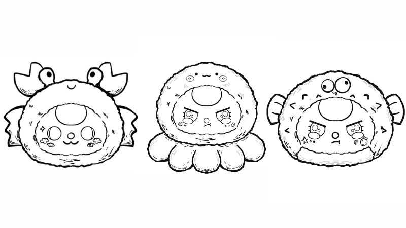 Tranh tô màu baby three hải sản là như thế nào