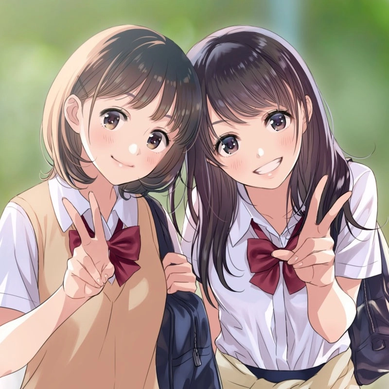 Sưu tầm anime chibi avatar đôi bạn thân nữ cute đáng yêu