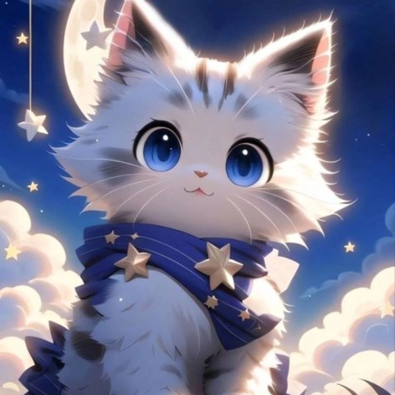 Sở hữu hình avatar cute mèo chibi dễ thương chất lượng cao
