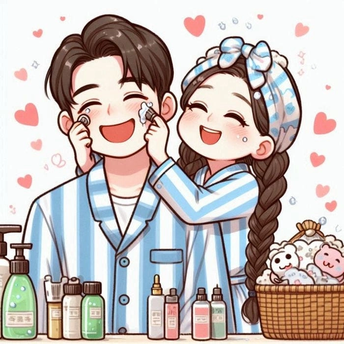 Tình yêu qua hình cặp đôi yêu nhau chibi