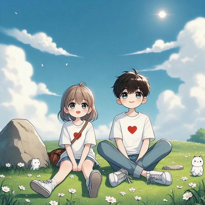 Lưu ngay ảnh cặp đôi yêu nhau chibi