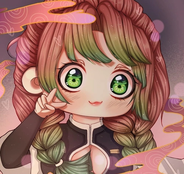 Xem ảnh đôi mitsuri và obanai chibi đáng yêu