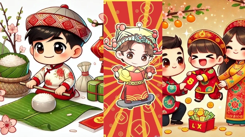 Ảnh chibi Tết là như thế nào