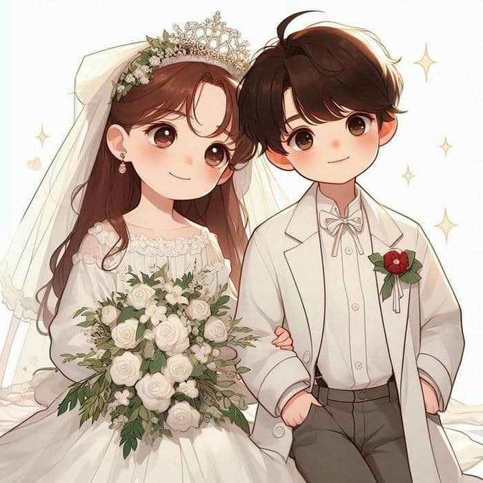 Bộ sưu tập hình cô dâu chú rể chibi xinh xắn dễ tải
