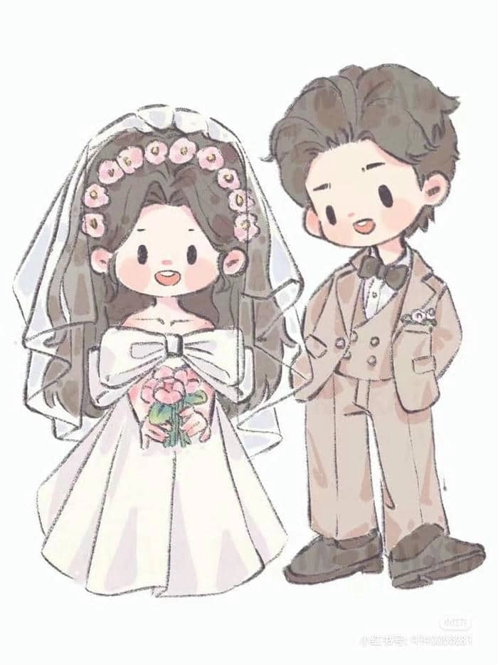 Chọn lọc ảnh dâu rể chibi dễ thương để in sticker