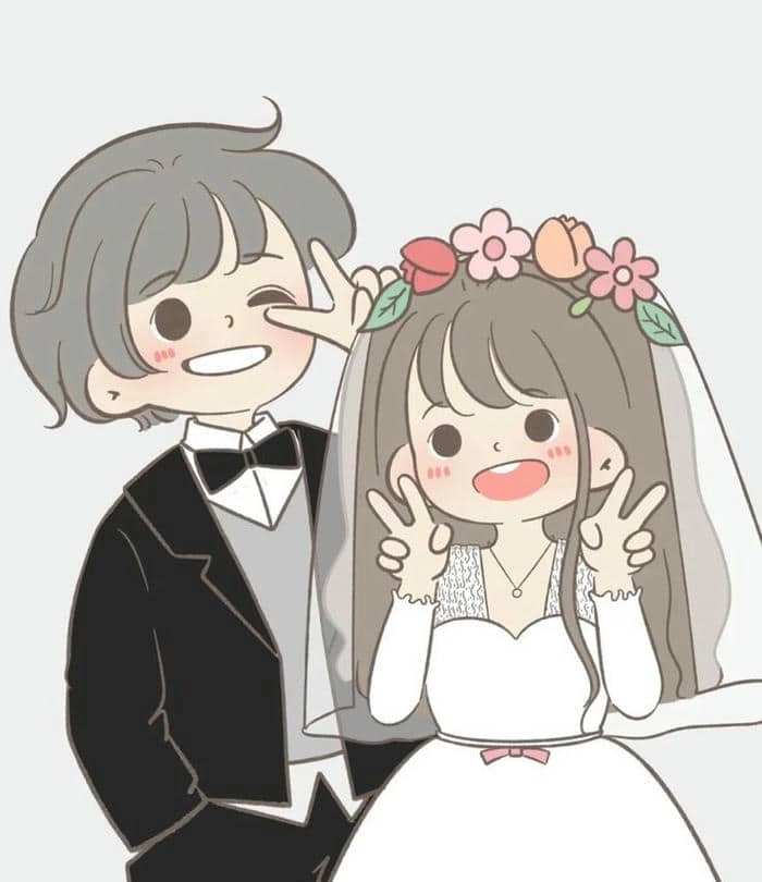 Hướng dẫn ghép ảnh cô dâu chú rể chibi siêu dễ thương