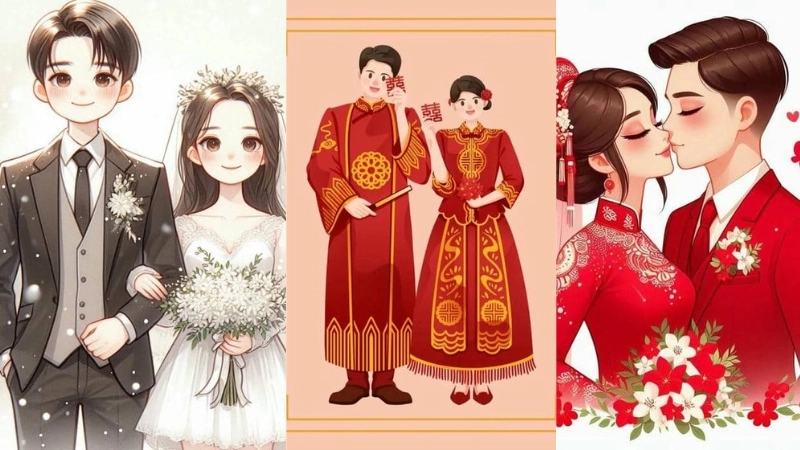 Ảnh cô dâu chú rể chibi là như thế nào