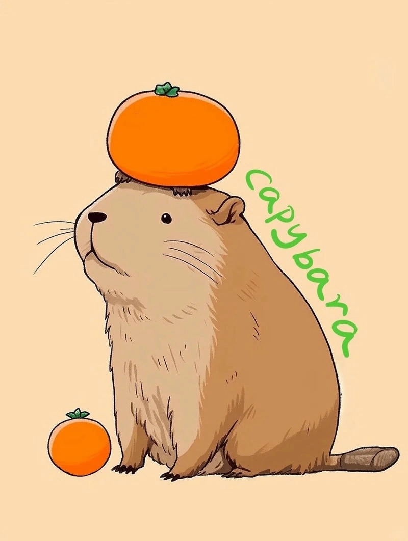 Lưu lại chibi cute hình nền capybara vô tri phong cách