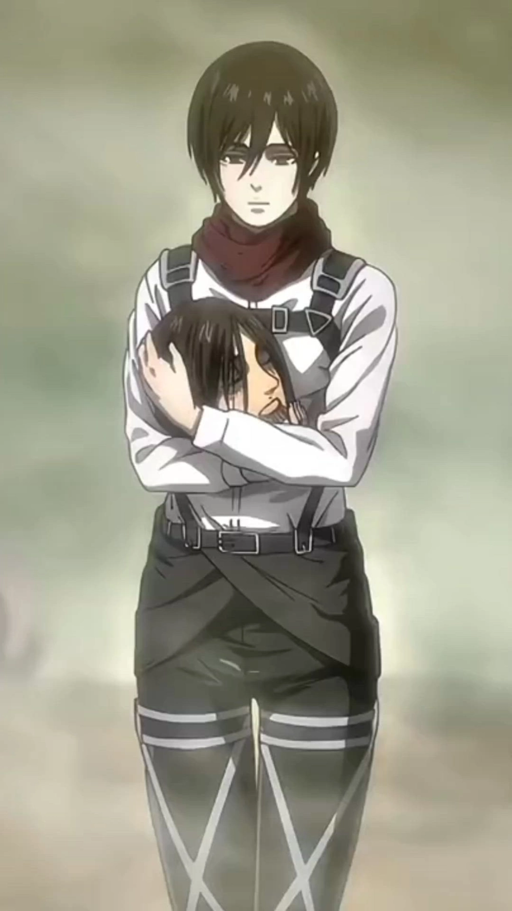 Mikasa ôm đầu Eren giây phút đẫm nước mắt