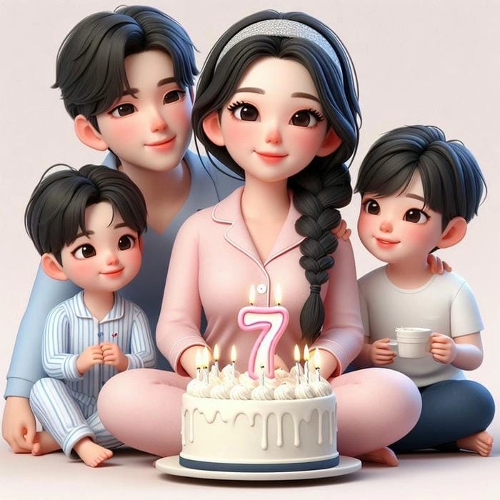 Mẫu dễ thương từ anime chibi gia đình cute