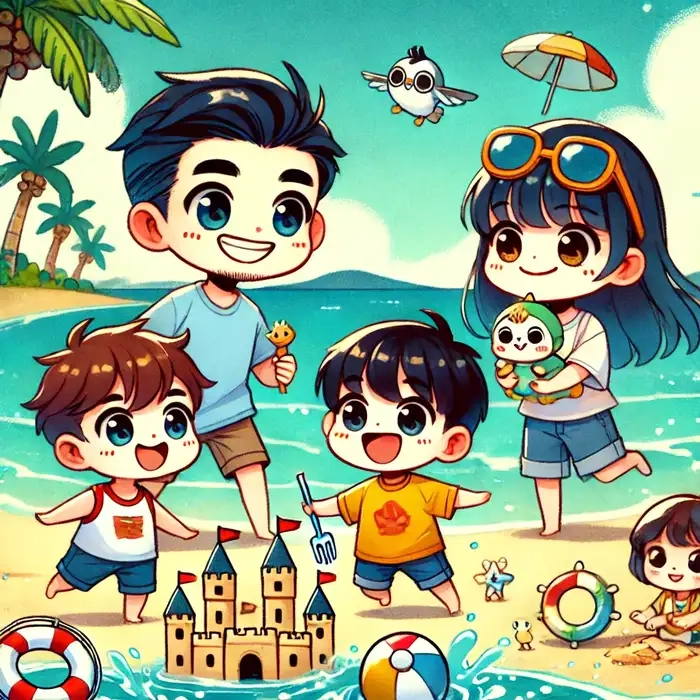 Tự tay thử sức với tranh vẽ gia đình chibi