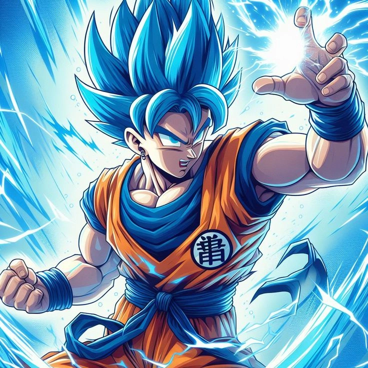 Goku Blue Hair kiểu tóc xanh khi hóa Super Saiyan Blue