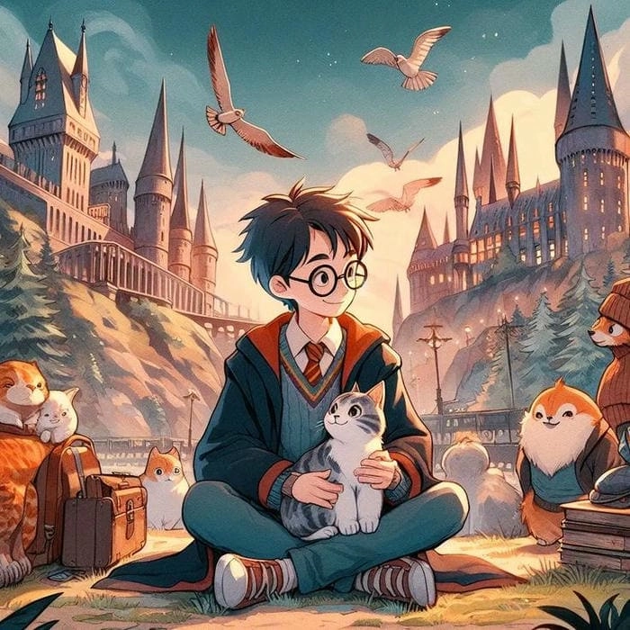 Phong cách harry potter chibi anime đầy màu sắc