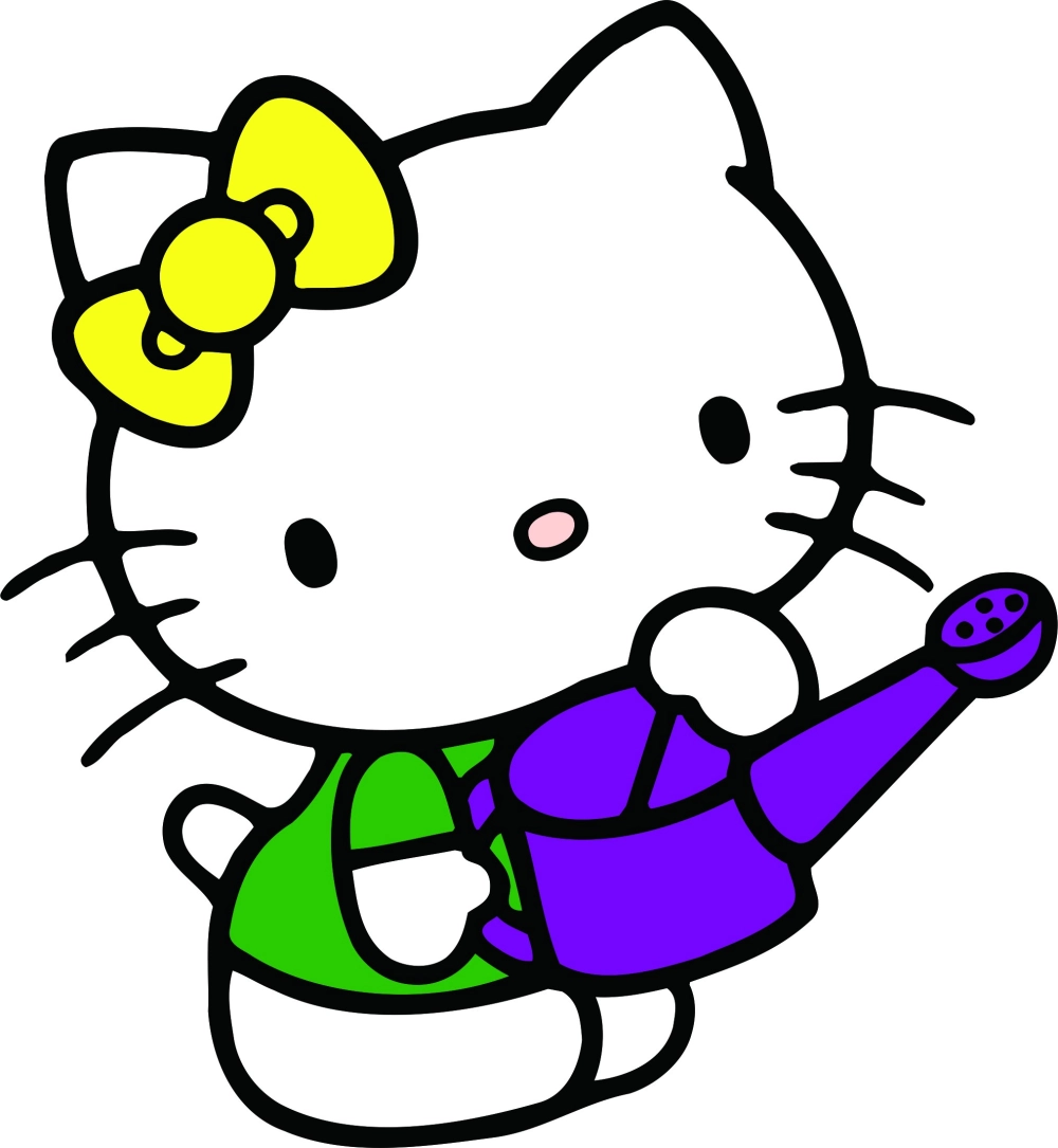 Cùng bé học vẽ với hình mèo kitty cho bé tô màu