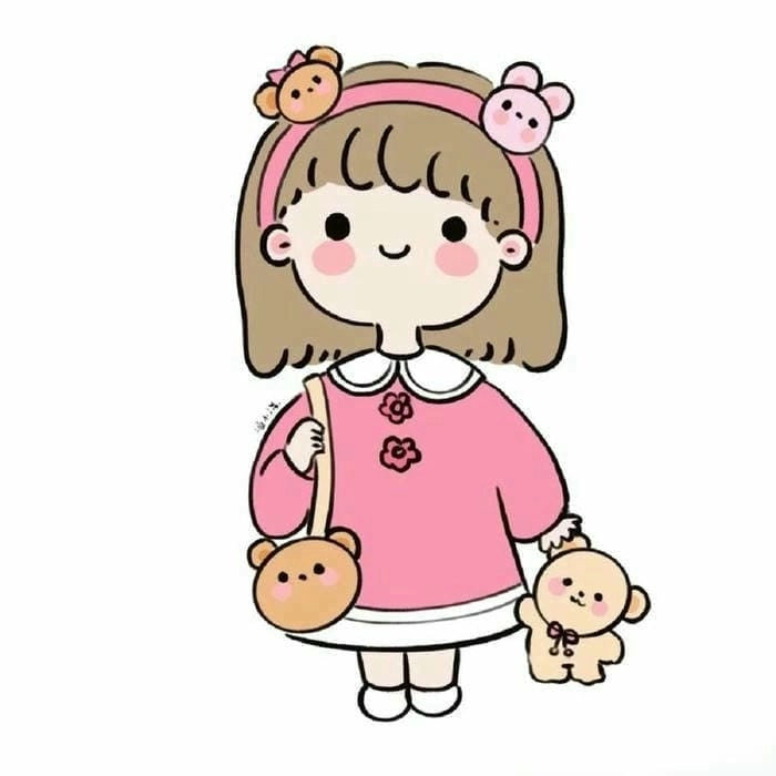Bộ sưu tập hình ảnh chibi nữ cute màu hồng nhẹ nhàng
