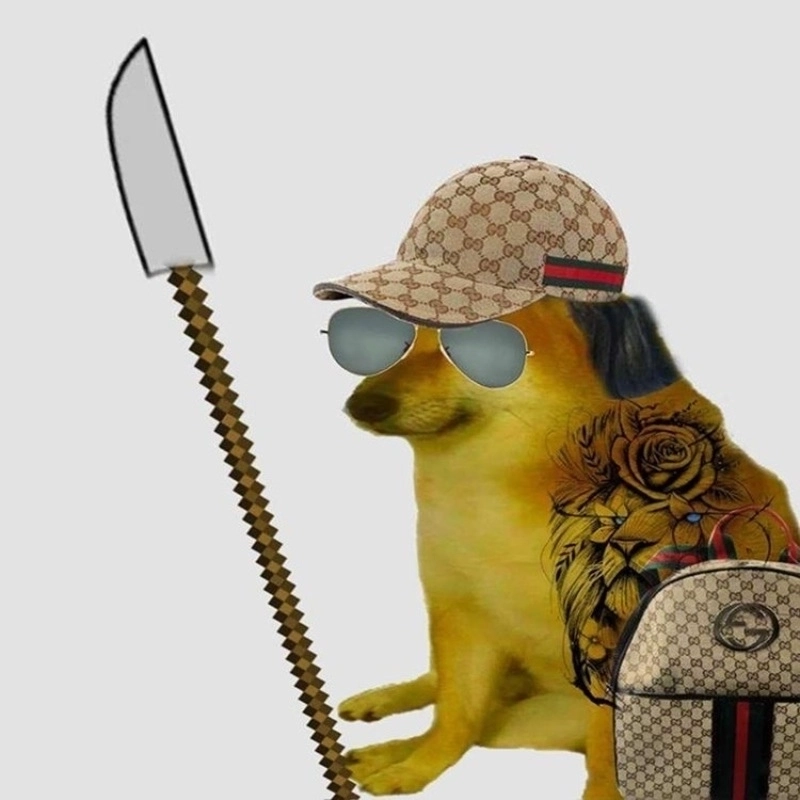 Căng đét với biểu cảm meme chó cầm dao sát thương cực mạnh