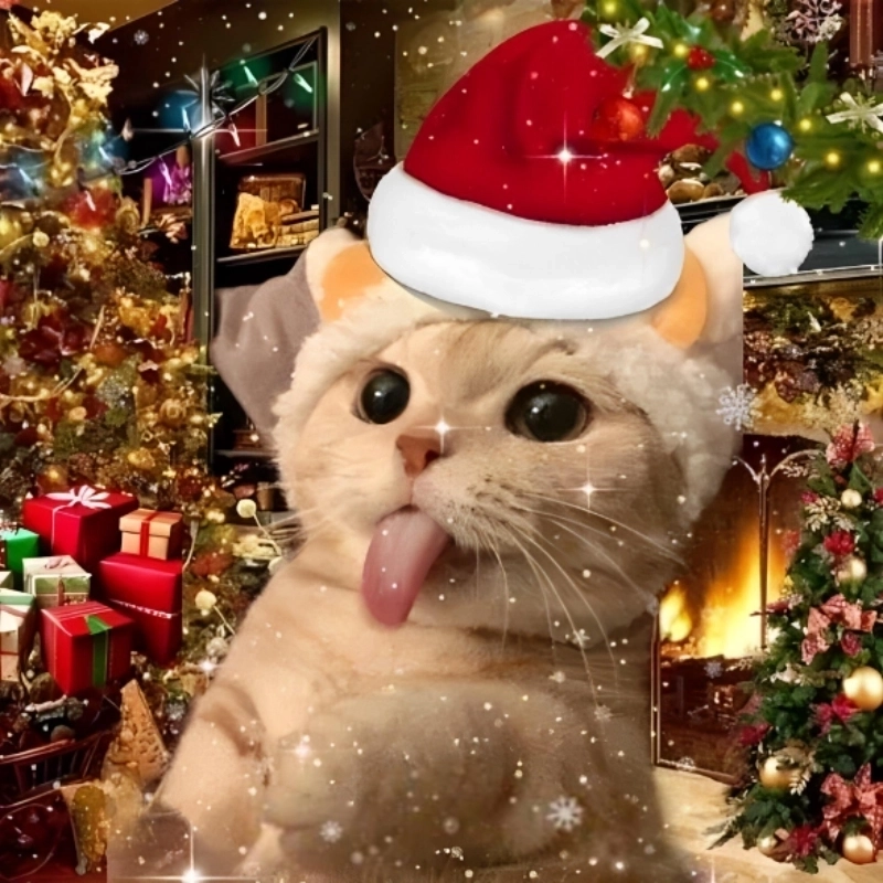 Không khí Giáng Sinh ngập tràn trong meme mèo cute noel