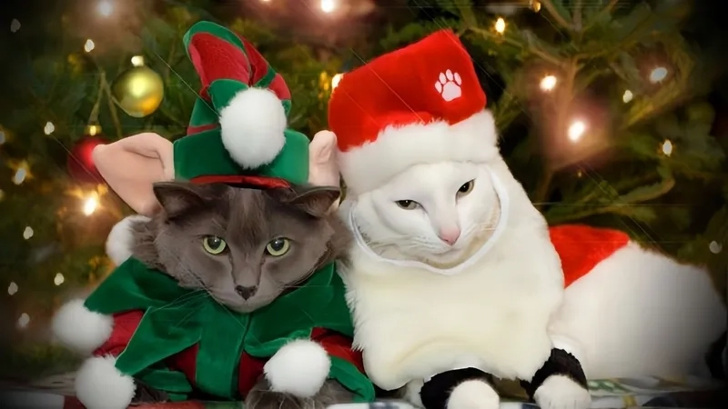 Độ đáng yêu không giới hạn trong ảnh mèo meme noel
