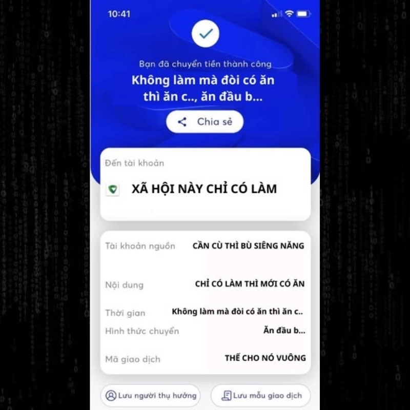 Không nhịn được cười với meme chuyển tiền bá đạo