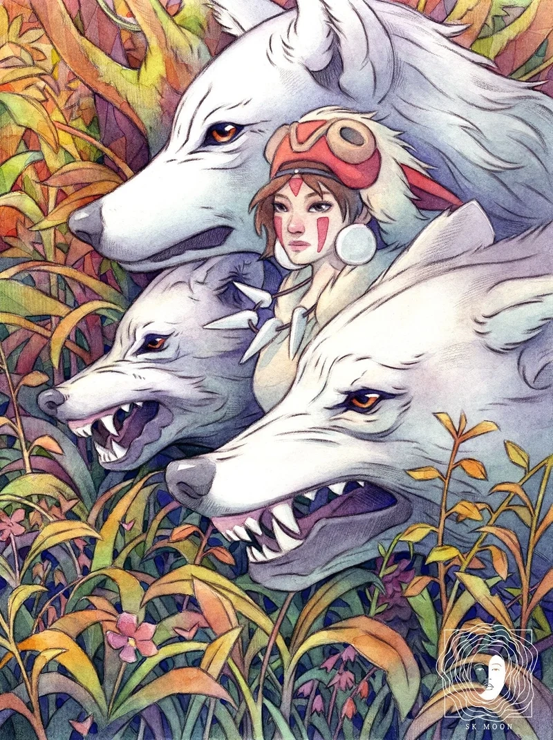 Mononoke Hime art truyền tải tinh thần nữ chiến binh mạnh mẽ