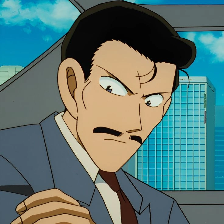 Vẽ Mori Kogoro thường nhấn mạnh hàng ria và vẻ mệt mỏi