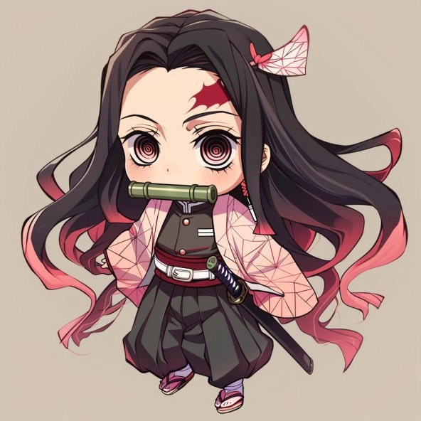 Tham khảo hình vẽ nezuko chibi sáng tạo
