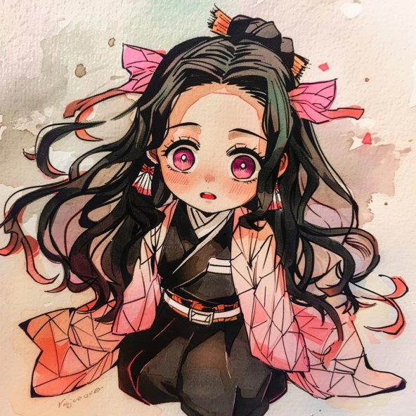 Bộ tranh cute kawaii nezuko chibi dễ thương