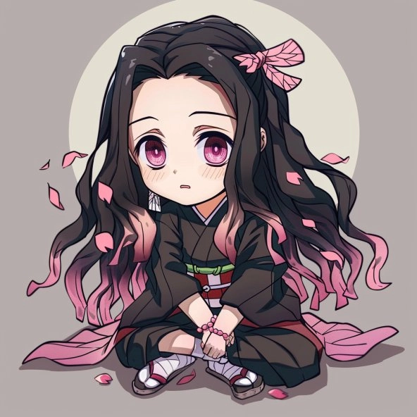 Hình cute nezuko chibi running sinh động