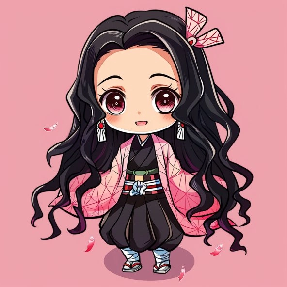 Mẫu easy nezuko chibi dễ thực hiện