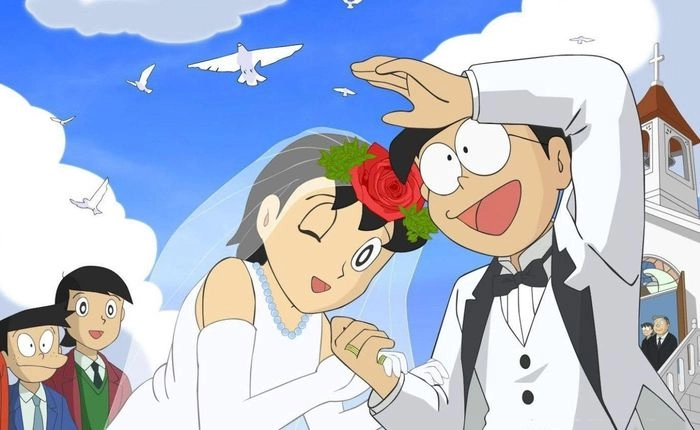 Hình Nobita Xuka tạo nên khung hình đáng nhớ
