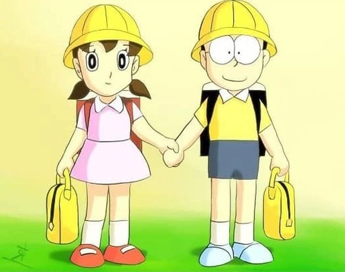 Hình ảnh Nobita và Shizuka cute rạng rỡ tình yêu