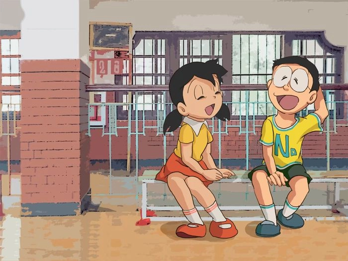 Shizuka hôn Nobita khiến ai xem cũng đỏ mặt