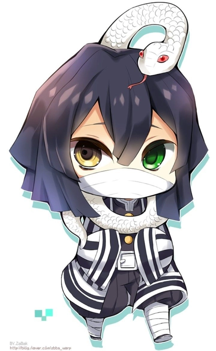 Obanai chibi phong cách hoạt hình đầy hài hước và thú vị