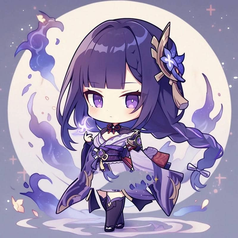 Raiden shogun chibi art phong cách độc đáo