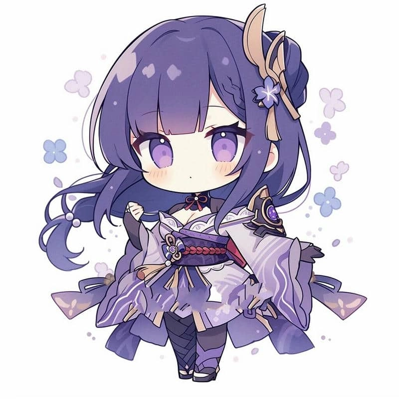 Raiden shogun chibi gif chuyển động sống động