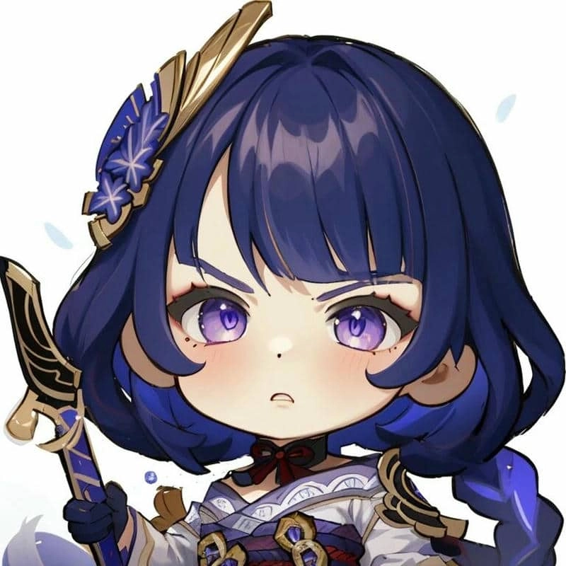 Raiden shogun chibi transparent png nền trong suốt
