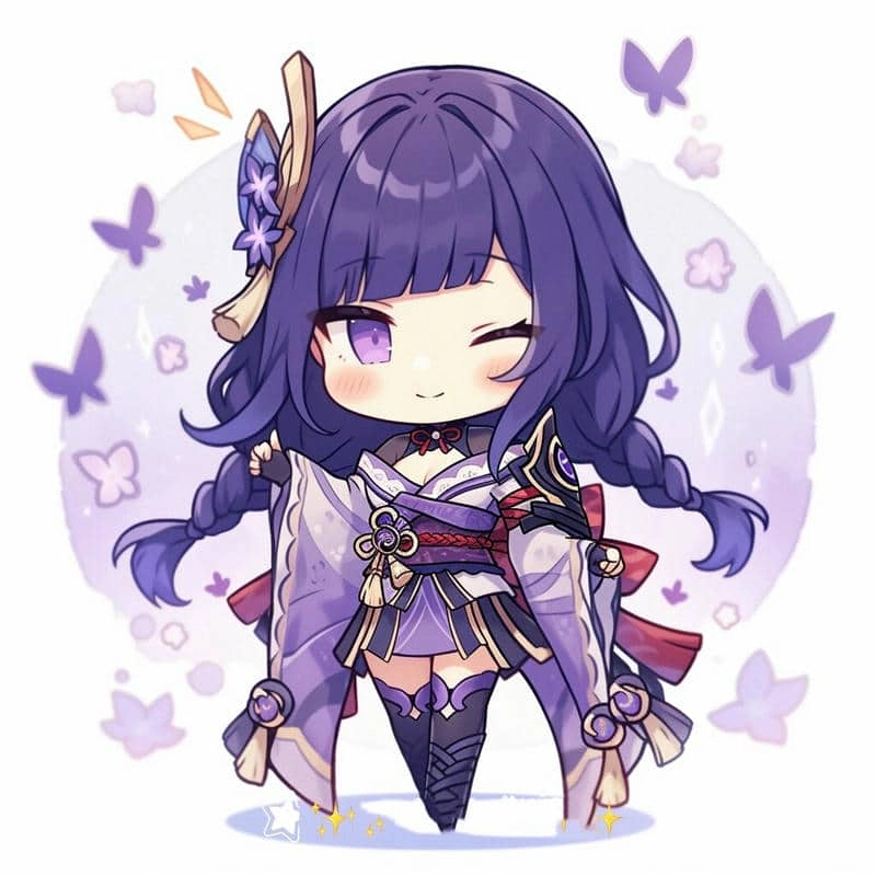 Raiden shogun genshin chibi biểu tượng yêu thích
