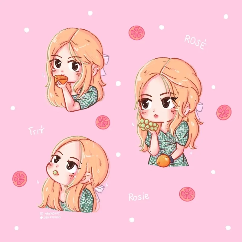 Bộ ảnh rose blackpink chibi cực xinh