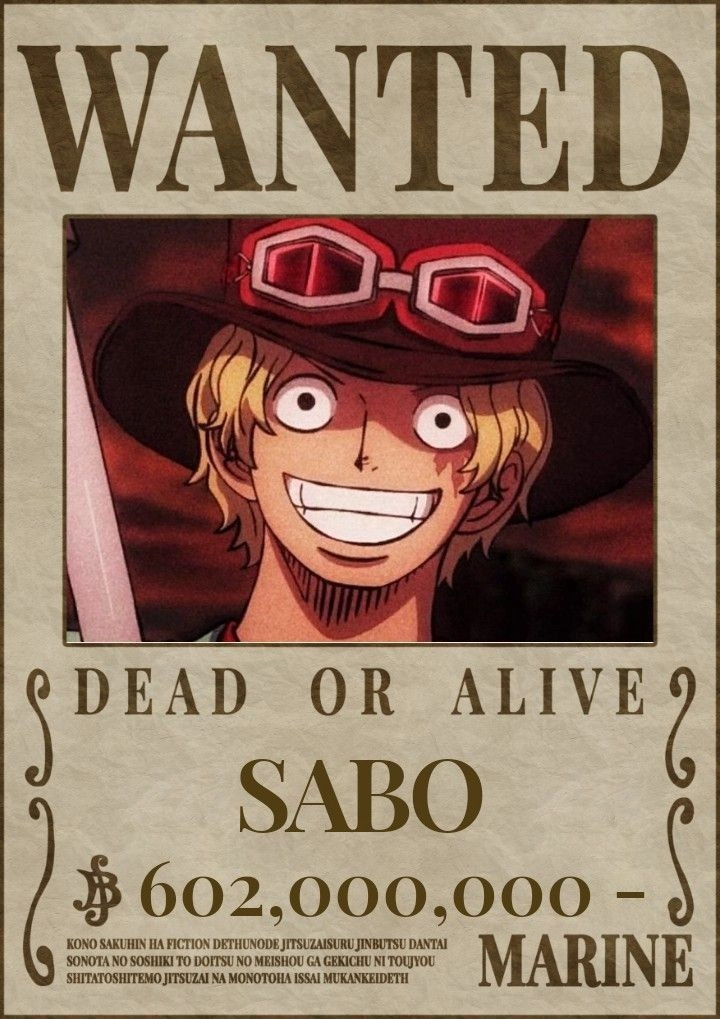 Sabo One Piece wanted mức truy nã khiến thế giới run sợ