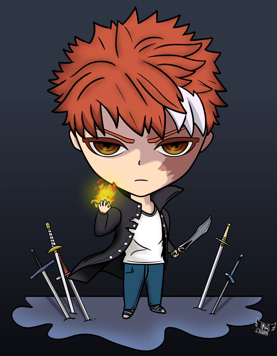Shirou Emiya chibi nhỏ nhắn nhưng vẫn toát lên tinh thần anh hùng