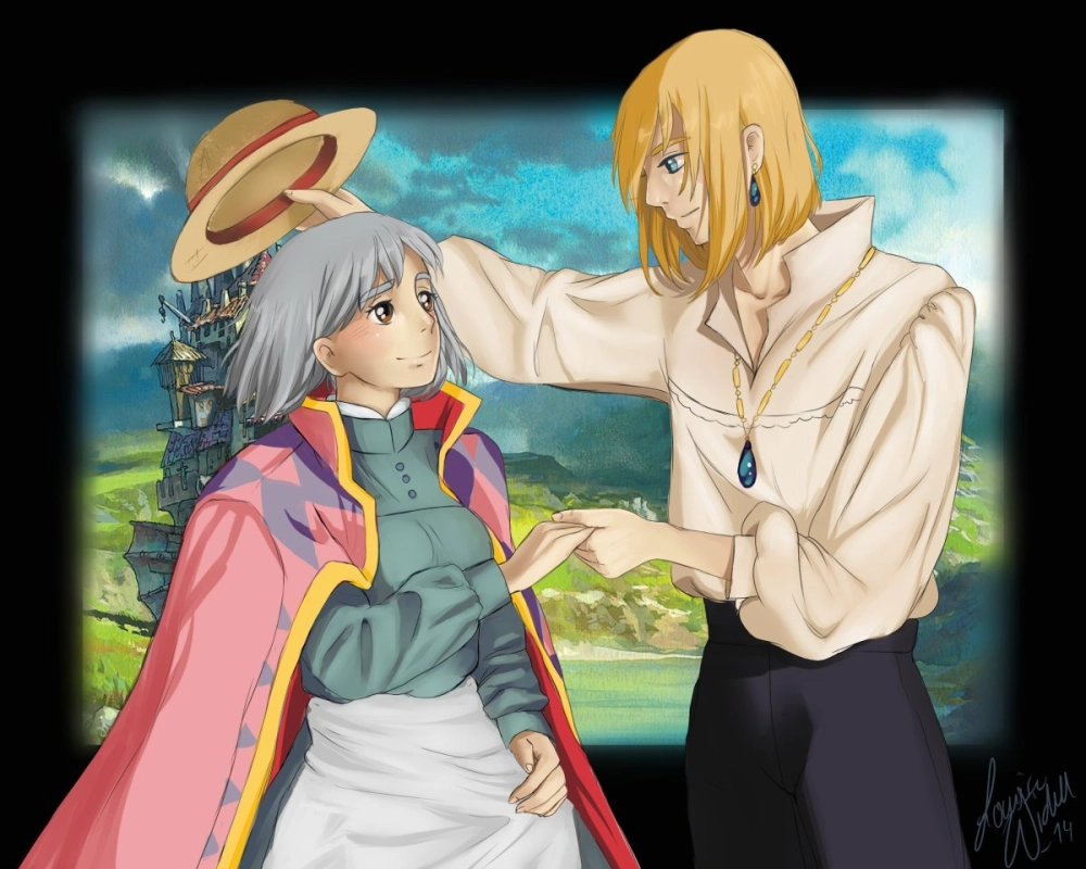 Sophie x Howl fanart truyền tải tình yêu nhẹ nhàng và sâu lắng
