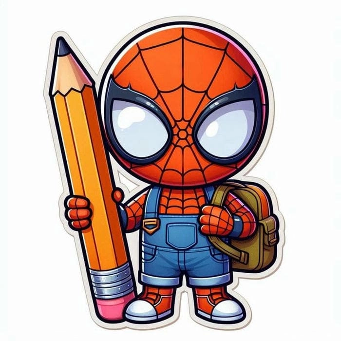 Mẫu tranh tô màu spider man chibi cho bé
