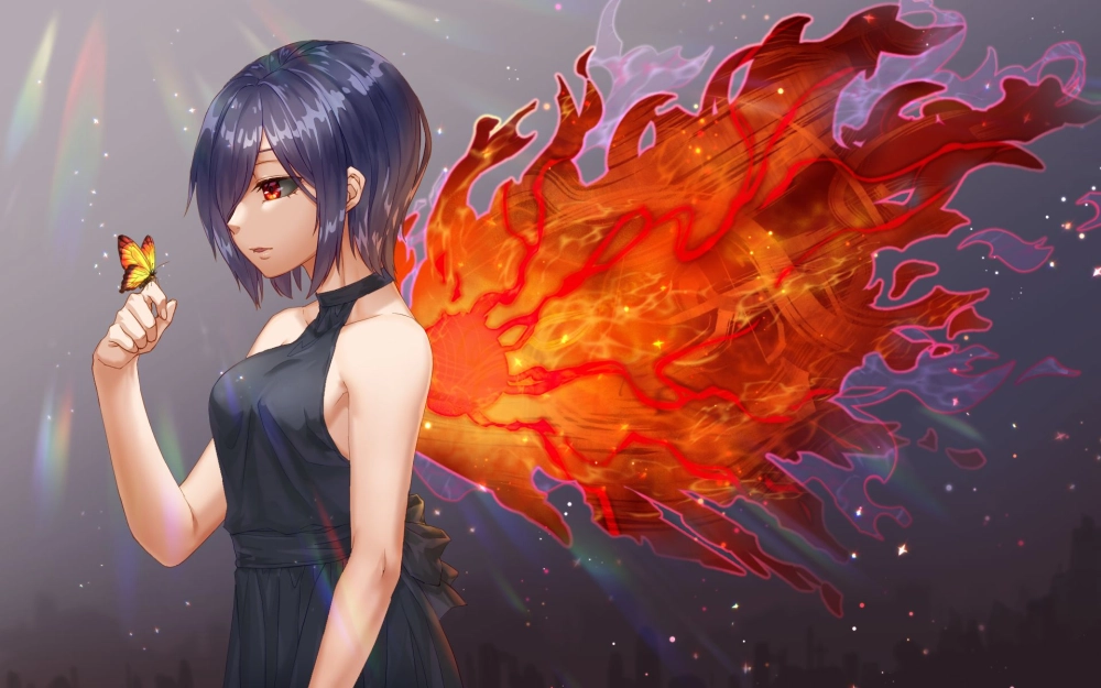 Touka Kirishima long hair xuất hiện sau khi trưởng thành