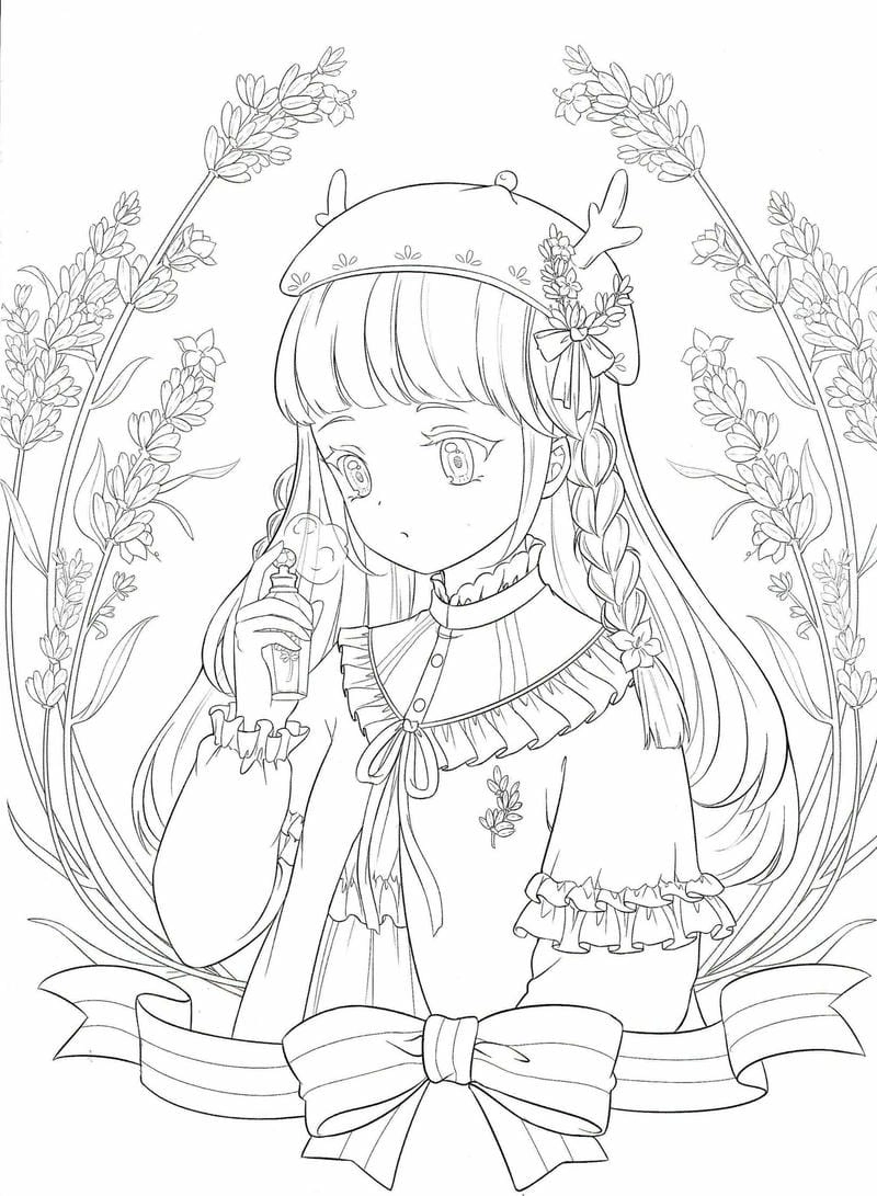 Tải ngay tranh tô màu anime cổ trang nữ đẹp
