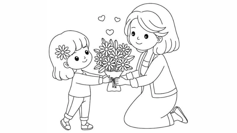 Tranh tô màu bông hoa 20 10 ý nghĩa tặng mẹ ngày phụ nữ