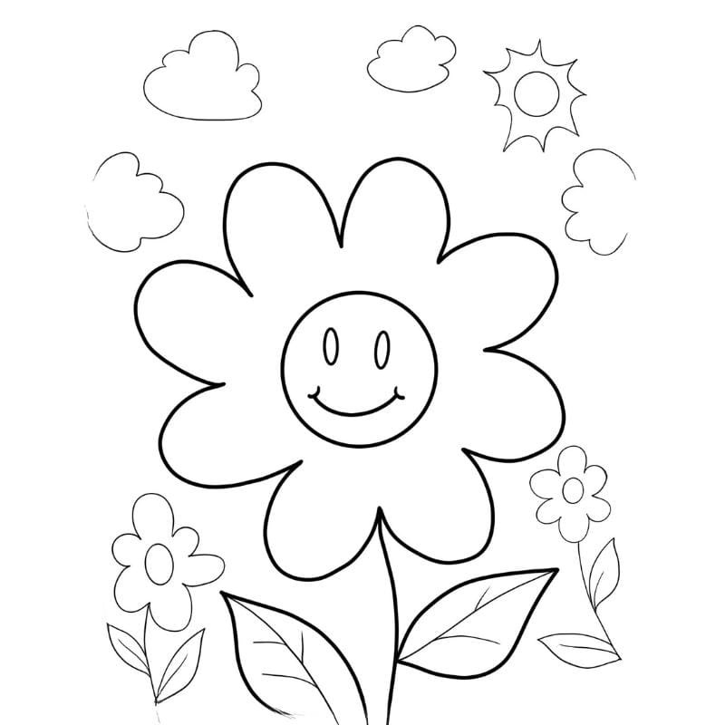 Tuyển tập tranh tô màu bông hoa đơn giản dễ tô cho bé