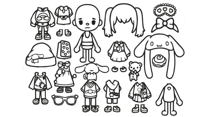 Sáng tạo với tranh tô màu búp bê giấy toca boca đáng yêu