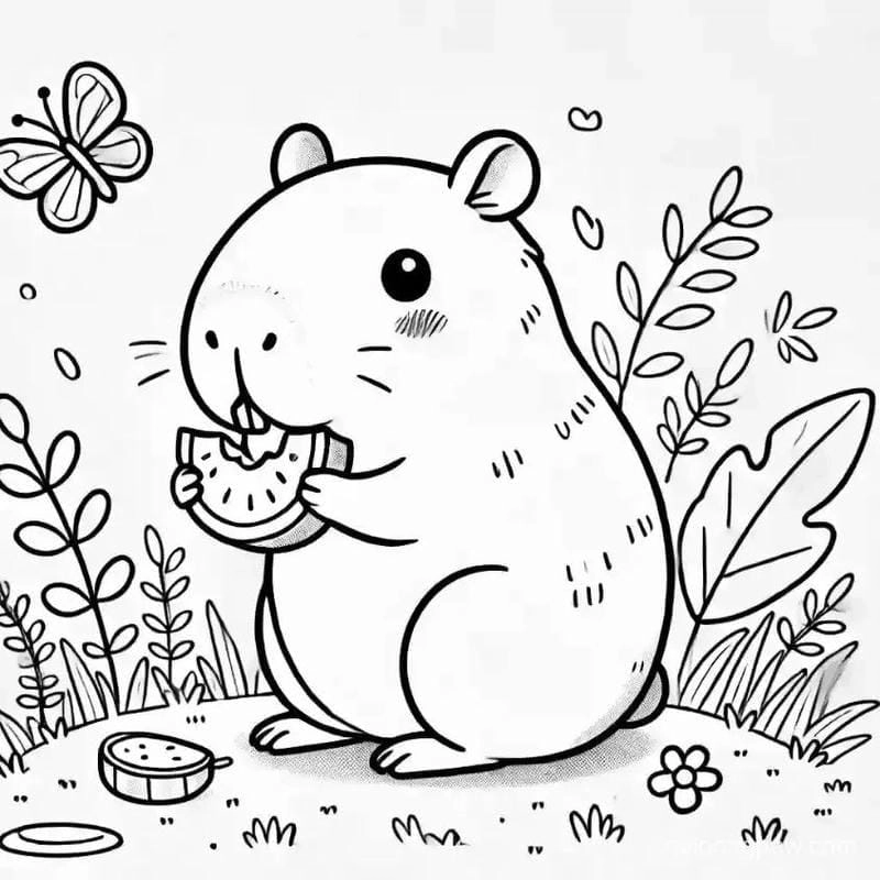 Sưu tập labubu tranh tô màu capybara cute dễ thương