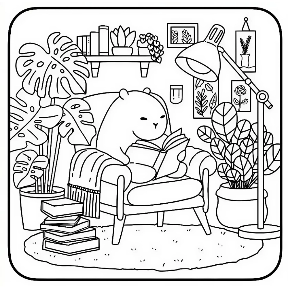 Bộ sưu tập tranh tô màu capybara chibi đẹp