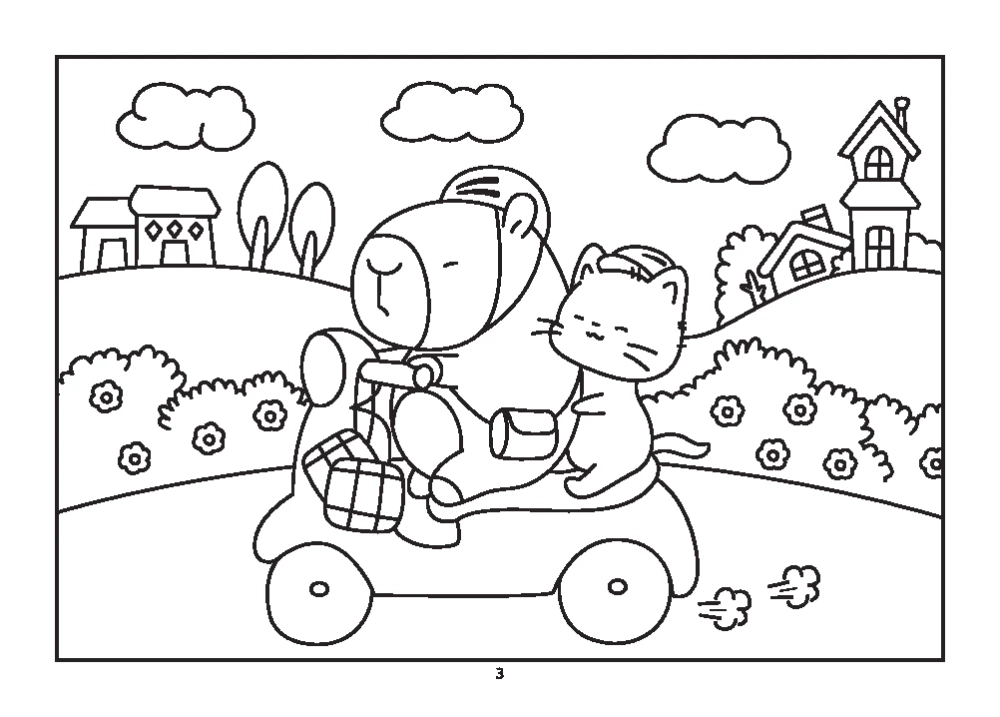 Tải và in tranh tô màu capybara miễn phí